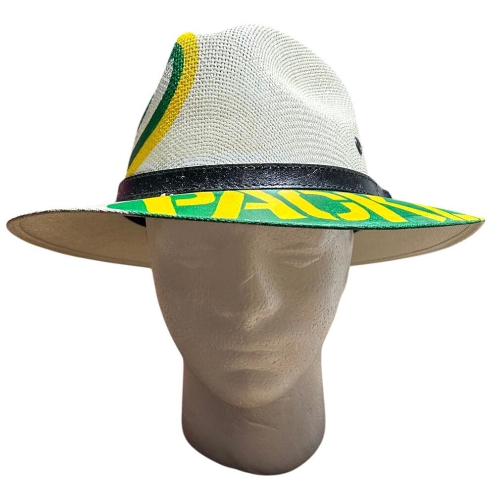 Equinoxio by D'Lenny NWOT hand painted Green Bay Packers Panama hat size large